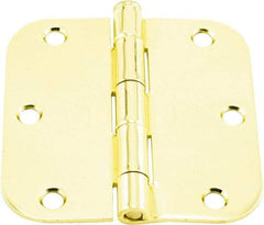 Hager - 3-1/2" Wide x 3-1/2" High 5/8 Radius Residential Hinge - Round Edge, Steel, Bright Brass Finish - Eagle Tool & Supply