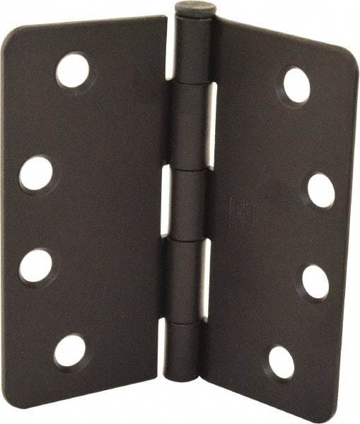 Hager - 4" Wide x 4" High 1/4 Radius Residential Hinge - Round Edge, Steel, Flat Black Finish - Eagle Tool & Supply