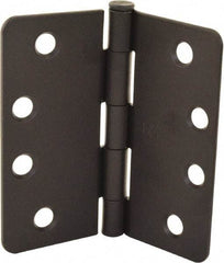 Hager - 4" Wide x 4" High 1/4 Radius Residential Hinge - Round Edge, Steel, Flat Black Finish - Eagle Tool & Supply