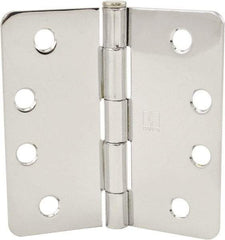 Hager - 4" Wide x 4" High 1/4 Radius Residential Hinge - Round Edge, Steel, Bright Chrome Finish - Eagle Tool & Supply
