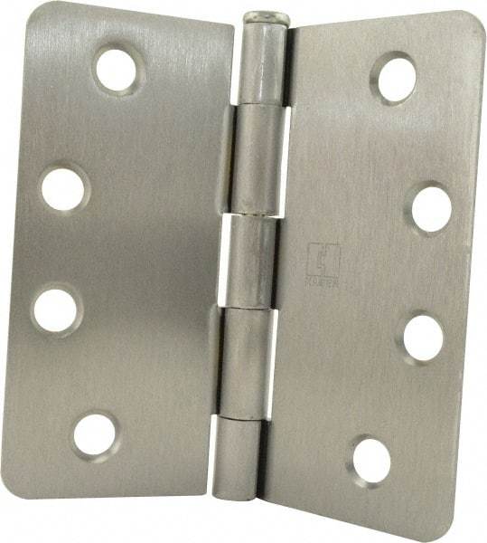 Hager - 4" Wide x 4" High 1/4 Radius Residential Hinge - Round Edge, Steel, Satin Chrome Finish - Eagle Tool & Supply