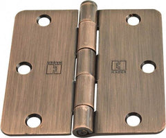 Hager - 3-1/2" Wide x 3-1/2" High 1/4 Radius Residential Hinge - Round Edge, Steel, Antique Bronze Finish - Eagle Tool & Supply