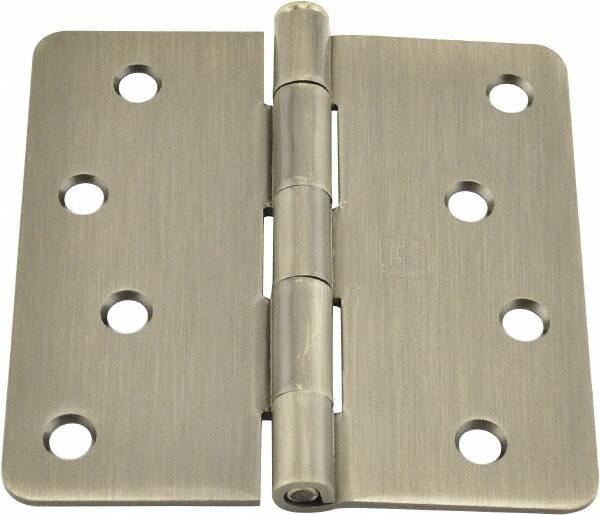 Hager - 4" Wide x 4" High 1/4 Radius Residential Hinge - Round Edge, Steel, Nickel Finish - Eagle Tool & Supply