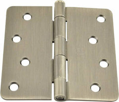 Hager - 4" Wide x 4" High 1/4 Radius Residential Hinge - Round Edge, Steel, Nickel Finish - Eagle Tool & Supply