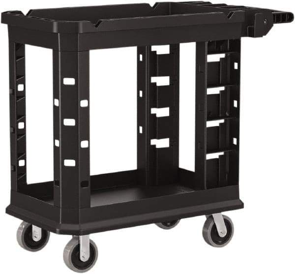Suncast - 500 Lb Capacity, 19-1/2" Wide x 34-13/16" Long x 41-25/32" High Standard Utility Cart - 2 Shelf, Structural Foam, 2 Swivel, 2 Fixed/Locking Casters - Eagle Tool & Supply