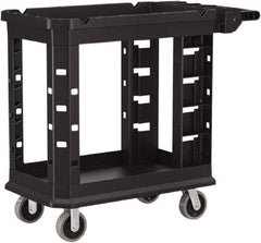Suncast - 500 Lb Capacity, 19-1/2" Wide x 34-13/16" Long x 41-25/32" High Standard Utility Cart - 2 Shelf, Structural Foam, 2 Swivel, 2 Fixed/Locking Casters - Eagle Tool & Supply