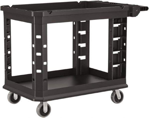 Suncast - 500 Lb Capacity, 26-1/2" Wide x 47-25/32" Long x 34-13/16" High Standard Utility Cart - 2 Shelf, Structural Foam, 2 Swivel, 2 Fixed/Locking Casters - Eagle Tool & Supply