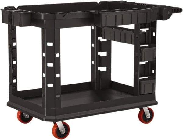 Suncast - 500 Lb Capacity, 26-1/2" Wide x 47-1/16" Long x 34-13/16" High Standard Utility Cart - 2 Shelf, Structural Foam, 4 Swivel Casters - Eagle Tool & Supply