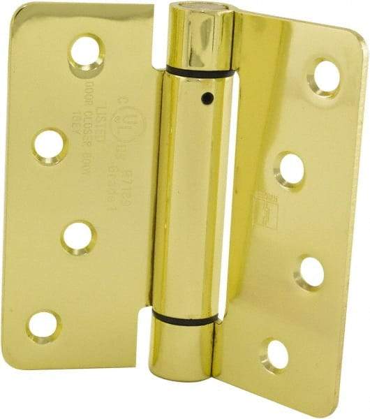 Hager - 4" Wide x 4" High Special Residential Residential Hinge - Round Edge, Steel, Bright Brass Finish - Eagle Tool & Supply