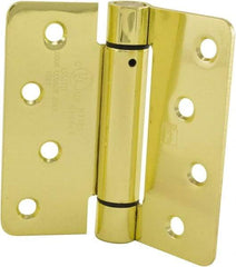 Hager - 4" Wide x 4" High Special Residential Residential Hinge - Round Edge, Steel, Bright Brass Finish - Eagle Tool & Supply
