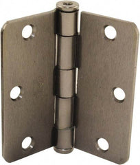 Hager - 3-1/2" Wide x 3-1/2" High Standard Weight Plain Bearing Residential Hinge - Round Edge, Steel, Black Nickel Finish - Eagle Tool & Supply