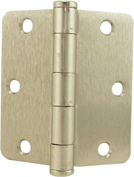 Hager - 3-1/2" Wide x 3-1/2" High Standard Weight Plain Bearing Residential Hinge - Round Edge, Steel, Satin Nickel Finish - Eagle Tool & Supply