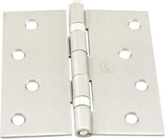 Hager - 4" Wide x 4" High Standard Weight Ball Bearing Residential Hinge - Square Edge, Steel, Satin Chrome Finish - Eagle Tool & Supply