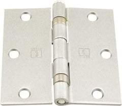Hager - 3-1/2" Wide x 3-1/2" High Standard Weight Ball Bearing Residential Hinge - Square Edge, Steel, Satin Chrome Finish - Eagle Tool & Supply