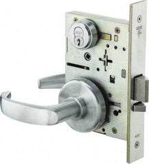 Stanley - Storeroom Lever Lockset for 1-3/8 to 1-3/4" Thick Doors - 2-3/8 to 2-3/4" Back Set, Brass, Satin Chrome Finish - Eagle Tool & Supply