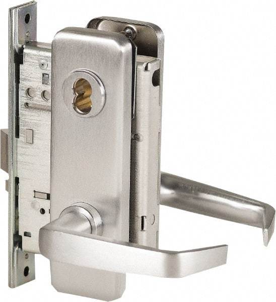 Stanley - Office Lever Lockset for 1-3/8 to 1-3/4" Thick Doors - 2-3/8 to 2-3/4" Back Set, Brass, Satin Chrome Finish - Eagle Tool & Supply