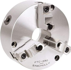 Samchully - 3 Jaw, 460mm Diam, Self Centering Manual Lathe Chuck - Front Mount, Adjustable, 190mm Through Hole Diam, Forged Steel - Eagle Tool & Supply