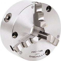 Samchully - 3 Jaw, 232mm Diam, Self Centering Manual Lathe Chuck - Front Mount, Adjustable, 75mm Through Hole Diam, Forged Steel - Eagle Tool & Supply