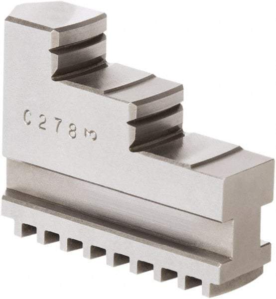 Samchully - 9" Max Chuck Diam Compatibility, Steel Square Serrated Hard Lathe Top Jaws - 2 Steps, 24mm Wide x 85mm Long x 64.5mm High - Eagle Tool & Supply