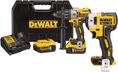 DeWALT - 20 Volt 1/2" Keyless Chuck Cordless Hammer Drill - 0 to 38,250 BPM, 0 to 2,000 RPM, Reversible - Eagle Tool & Supply