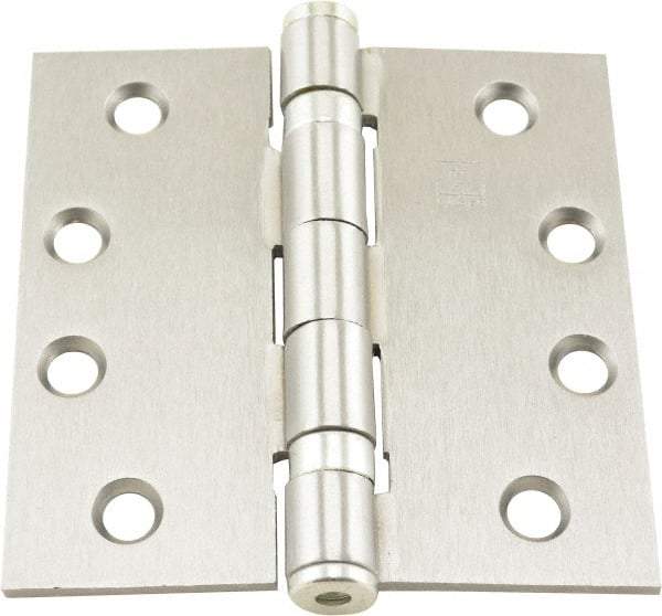 Hager - 4" Long x 4" Wide x 0.062" Thick, Steel Full Mortise Ball Bearing Hinge - Satin Chrome Finish, 5 Knuckles - Eagle Tool & Supply