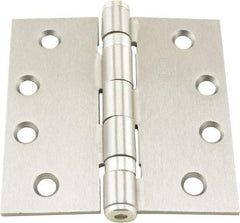 Hager - 4" Long x 4" Wide x 0.062" Thick, Steel Full Mortise Ball Bearing Hinge - Satin Chrome Finish, 5 Knuckles - Eagle Tool & Supply