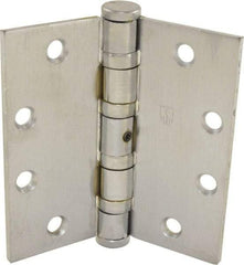 Hager - 4-1/2" Long x 4-1/2" Wide x 0.062" Thick, Steel Full Mortise Ball Bearing Hinge - Satin Chrome Finish, 5 Knuckles - Eagle Tool & Supply