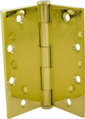 Hager - 5" Long x 5" Wide x 0.062" Thick, Steel Full Mortise Hinge - Bright Brass Finish, 5 Knuckles - Eagle Tool & Supply