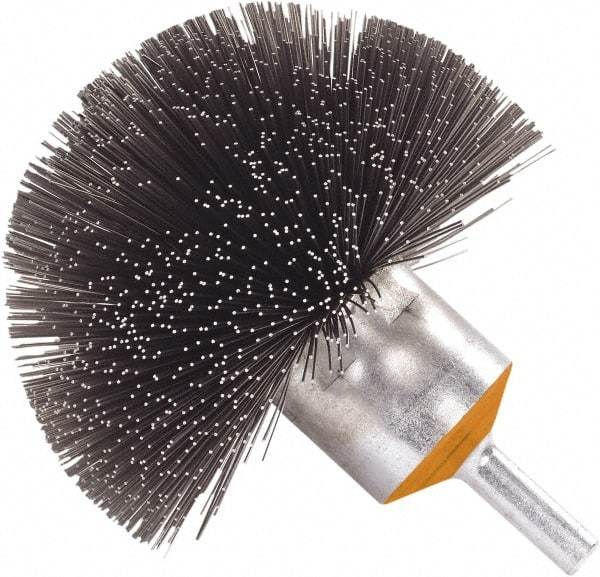 WALTER Surface Technologies - 3" Brush Diam, Crimped, End Brush - 1/4" Diam Shank, 3" Pilot Diam, 15,000 Max RPM - Eagle Tool & Supply