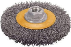 WALTER Surface Technologies - 6" OD, 5/8-11 Arbor Hole, Crimped Stainless Steel Wheel Brush - 5/8" Face Width, 1" Trim Length, 0.0118" Filament Diam, 9,000 RPM - Eagle Tool & Supply