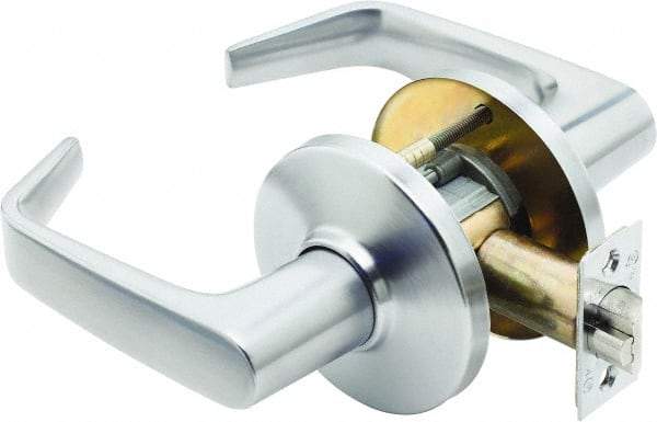 Stanley - Grade 1 Passage Lever Lockset - 2-3/4" Back Set, Zinc, Satin Chrome Finish - Eagle Tool & Supply