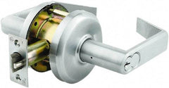 Stanley - Grade 2 Classroom Lever Lockset - 2-3/4" Back Set, Zinc, Satin Chrome Finish - Eagle Tool & Supply