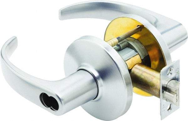 Stanley - Grade 1 Storeroom Lever Lockset - 2-3/4" Back Set, Zinc, Satin Chrome Finish - Eagle Tool & Supply