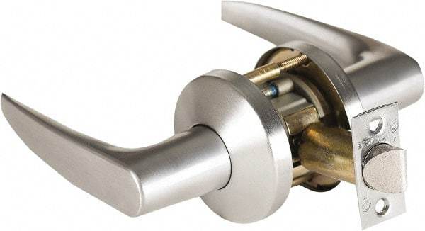 Stanley - Grade 1 Passage Lever Lockset - 2-3/4" Back Set, Zinc, Satin Chrome Finish - Eagle Tool & Supply