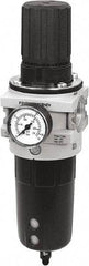 Parker - 3/4" NPT Port Heavy-Duty 1 Piece Filter/Regulator FRL Unit - Polypropylene Bowl, 335 SCFM, 254 Max psi, 13-1/2" High, Manual Drain - Eagle Tool & Supply