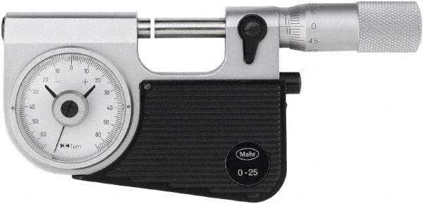 Mahr - 1 to 2" Range, 0.00005" Graduation, Mechanical Indicating Micrometer - Accurate to 0.00005" Carbide Measuring Face - Eagle Tool & Supply