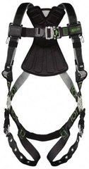 Miller - 400 Lb Capacity, Size Universal, Full Body Construction Safety Harness - Polyester (Outer) & Webbing, Tongue Leg Strap, Quick Connect Chest Strap, Green/Black - Eagle Tool & Supply