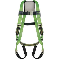 Miller - 400 Lb Capacity, Size Universal, Full Body Construction Safety Harness - Polyester Webbing, Quick Connect Leg Strap, Quick Connect Chest Strap, Green/Black - Eagle Tool & Supply
