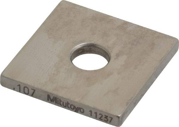 Mitutoyo - 0.107" Square Steel Gage Block - Accuracy Grade 0, Includes Certificate of Inspection - Eagle Tool & Supply