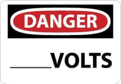 NMC - "Danger - ____ Volts", 10" Long x 14" Wide, Aluminum Safety Sign - Rectangle, 0.04" Thick, Use for Accident Prevention - Eagle Tool & Supply