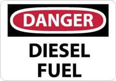NMC - "Danger - Diesel Fuel", 7" Long x 10" Wide, Aluminum Safety Sign - Rectangle, 0.04" Thick, Use for Hazardous Materials - Eagle Tool & Supply