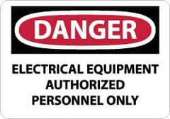 NMC - "Danger - Electrical Equipment - Authorized Personnel Only", 10" Long x 14" Wide, Aluminum Safety Sign - Rectangle, 0.04" Thick, Use for Accident Prevention - Eagle Tool & Supply