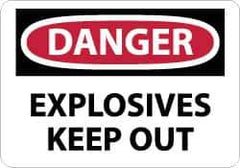 NMC - "Danger - Explosives - Keep Out", 10" Long x 14" Wide, Aluminum Safety Sign - Rectangle, 0.04" Thick, Use for Accident Prevention - Eagle Tool & Supply