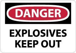 NMC - "Danger - Explosives - Keep Out", 10" Long x 14" Wide, Rigid Plastic Safety Sign - Rectangle, 0.05" Thick, Use for Accident Prevention - Eagle Tool & Supply