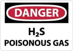 NMC - "Danger - H2s - Poisonous Gas", 10" Long x 14" Wide, Aluminum Safety Sign - Rectangle, 0.04" Thick, Use for Hazardous Materials - Eagle Tool & Supply