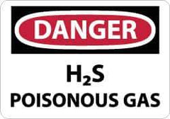 NMC - "Danger - H2s - Poisonous Gas", 10" Long x 14" Wide, Fiberglass Safety Sign - Rectangle, 0.095" Thick, Use for Hazardous Materials - Eagle Tool & Supply