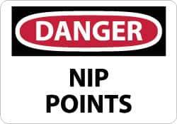 NMC - "Danger - Nip Points", 7" Long x 10" Wide, Rigid Plastic Safety Sign - Rectangle, 0.05" Thick, Use for Accident Prevention - Eagle Tool & Supply