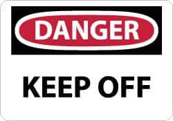 NMC - "Danger - Keep Off", 10" Long x 14" Wide, Pressure-Sensitive Vinyl Safety Sign - Rectangle, 0.004" Thick, Use for Hazardous Materials - Eagle Tool & Supply