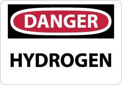 NMC - "Danger - Hydrogen", 7" Long x 10" Wide, Pressure-Sensitive Vinyl Safety Sign - Rectangle, 0.004" Thick, Use for Hazardous Materials - Eagle Tool & Supply