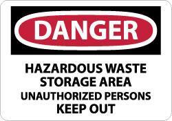 NMC - "Danger - Hazardous Waste Storage Area - Unauthorized Persons Keep Out", 7" Long x 10" Wide, Rigid Plastic Safety Sign - Rectangle, 0.05" Thick, Use for Security & Admittance - Eagle Tool & Supply